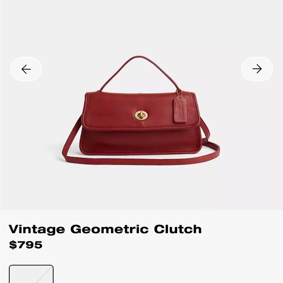 Rare Coach Geometric Clutch bag in red glovetanned leather - Picture 12 of 12